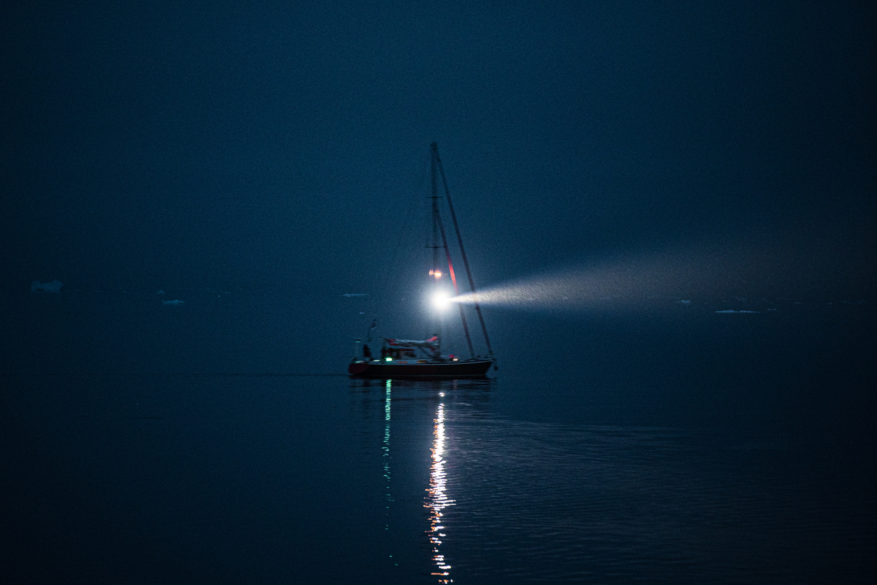 Boat light in the night